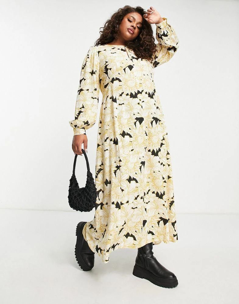 Vero Moda Curve Vero Moda Curve Aware maxi dress in yellow floral print 3