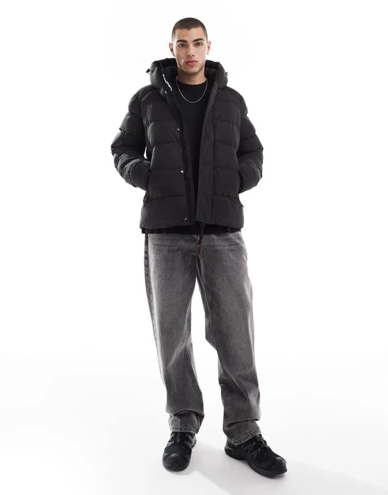 Superdry Superdry Hooded microfibre sport puffer jacket in black 4