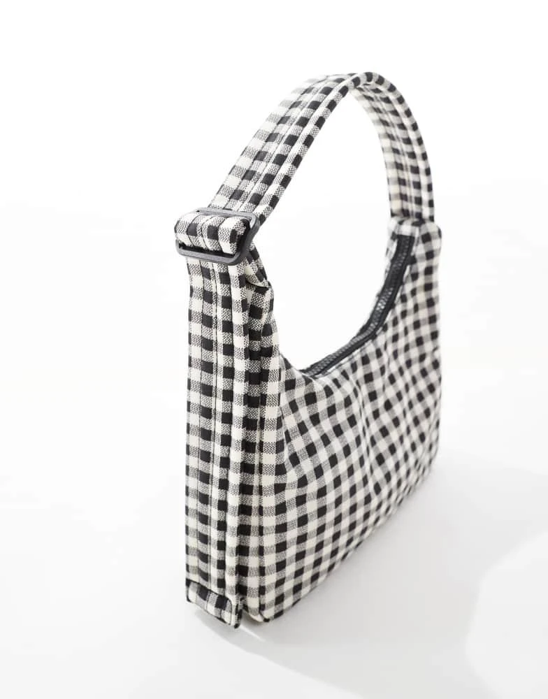 Baggu Baggu gingham mini nylon shoulder bag in black 3