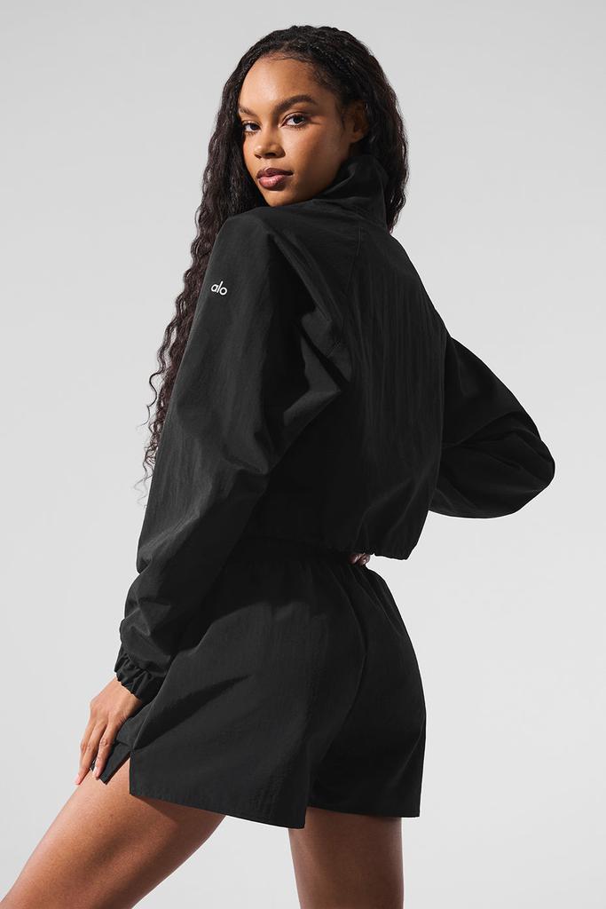 Alo Cropped 1/4 Zip Alumni Pullover - Black