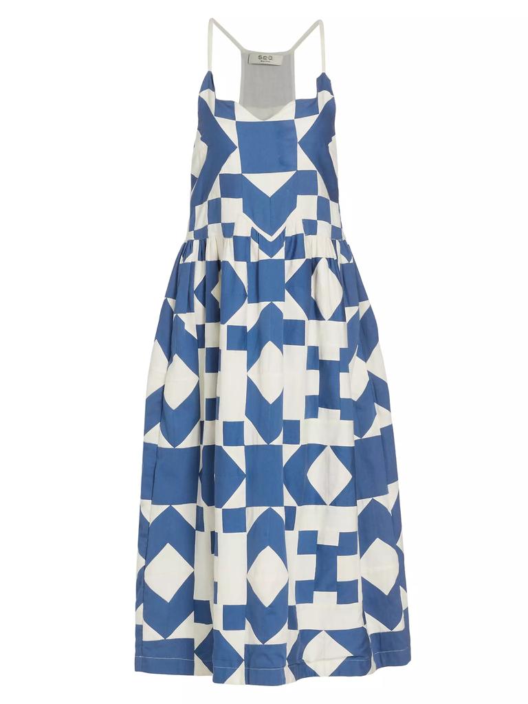 Sea Tanya Geometric Patchwork Midi-Dress