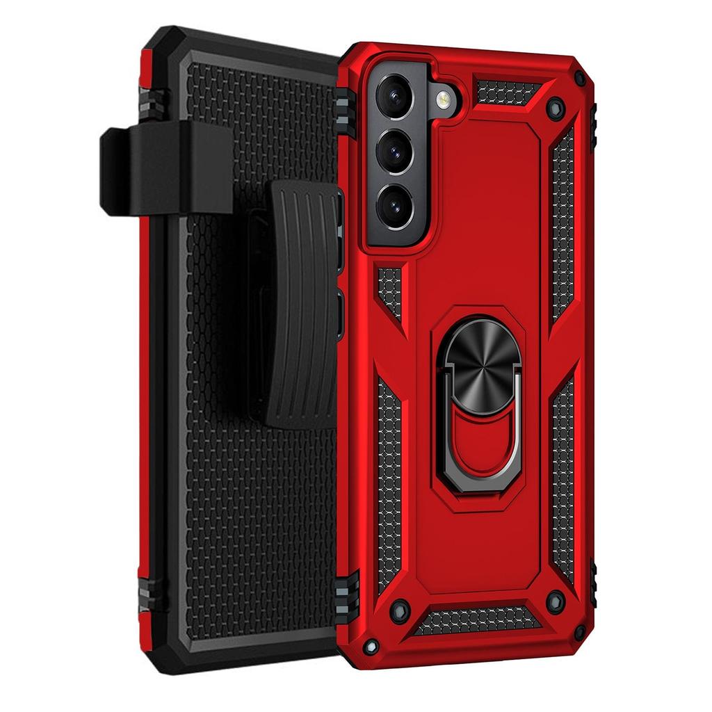 SAHARA - Red Military Kickstand Series Case with Belt Clip - Samsung Galaxy S22 Plus