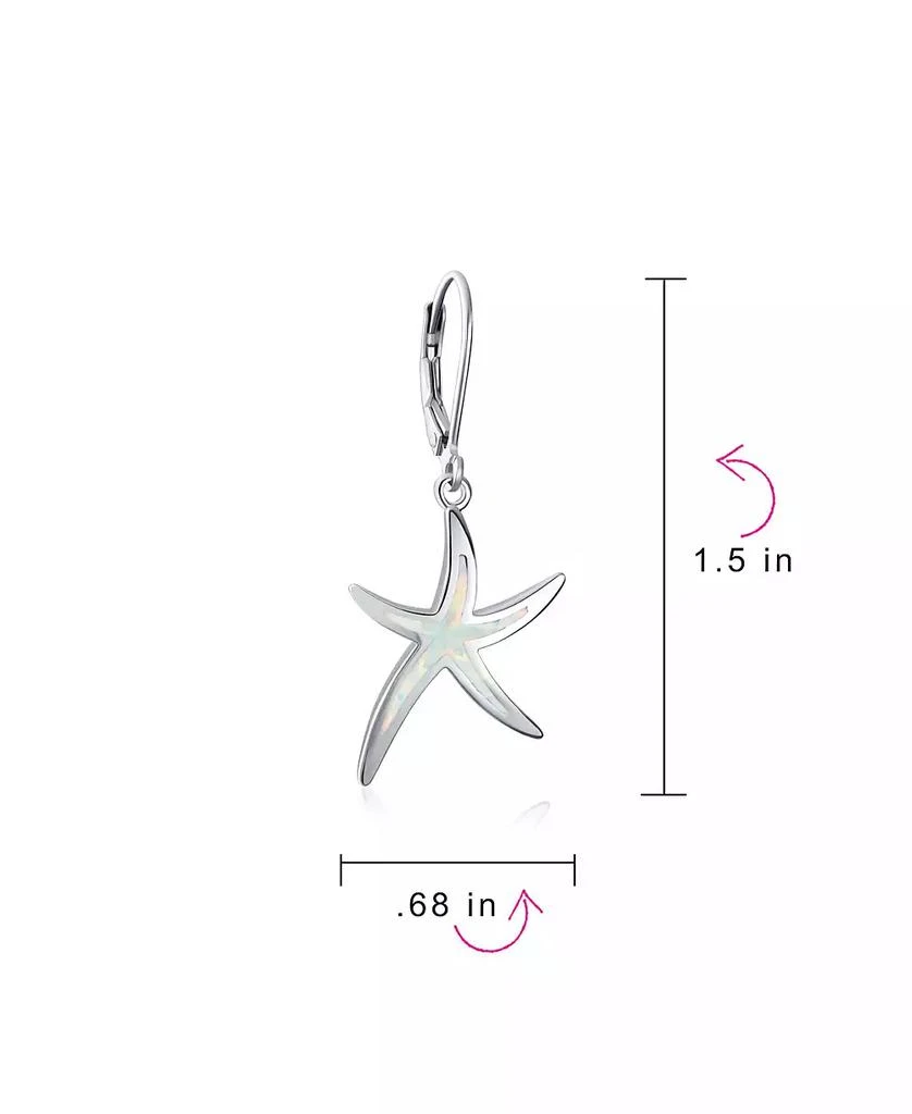 Bling Jewelry Nautical Aquatic Tropical Beach Vacation Iridescent Created Opal Inlay Starfish Dangle Drop Lever back Earrings Sterling Silver 2