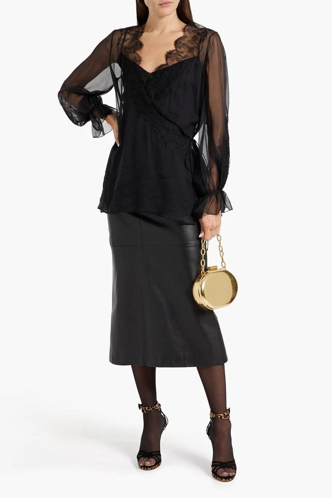 Valentino Lace-trimmed silk-chiffon blouse 2