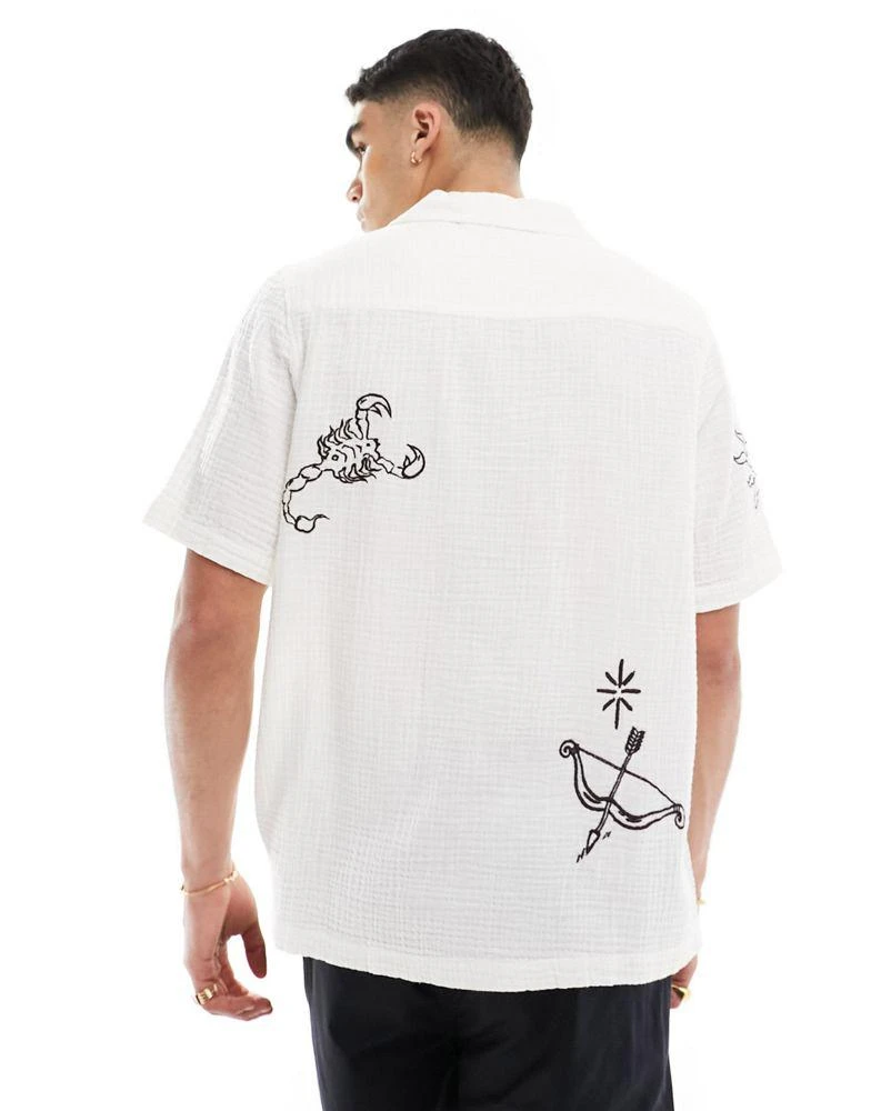 ASOS ASOS DESIGN relaxed revere shirt with tattoo embroidery 4