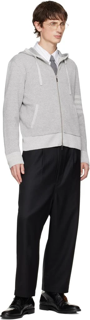 Thom Browne Gray Textured Striped Stitch 4-Bar Relaxed Fit Hoodie 4