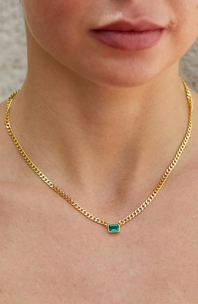 Savvy Cie Jewels 18K Gold Plated Sterling Silver Simulated Emerald Necklace