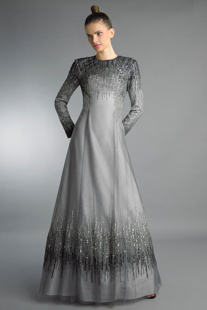 Basix Black Label Long Sleeve Sequin Gown