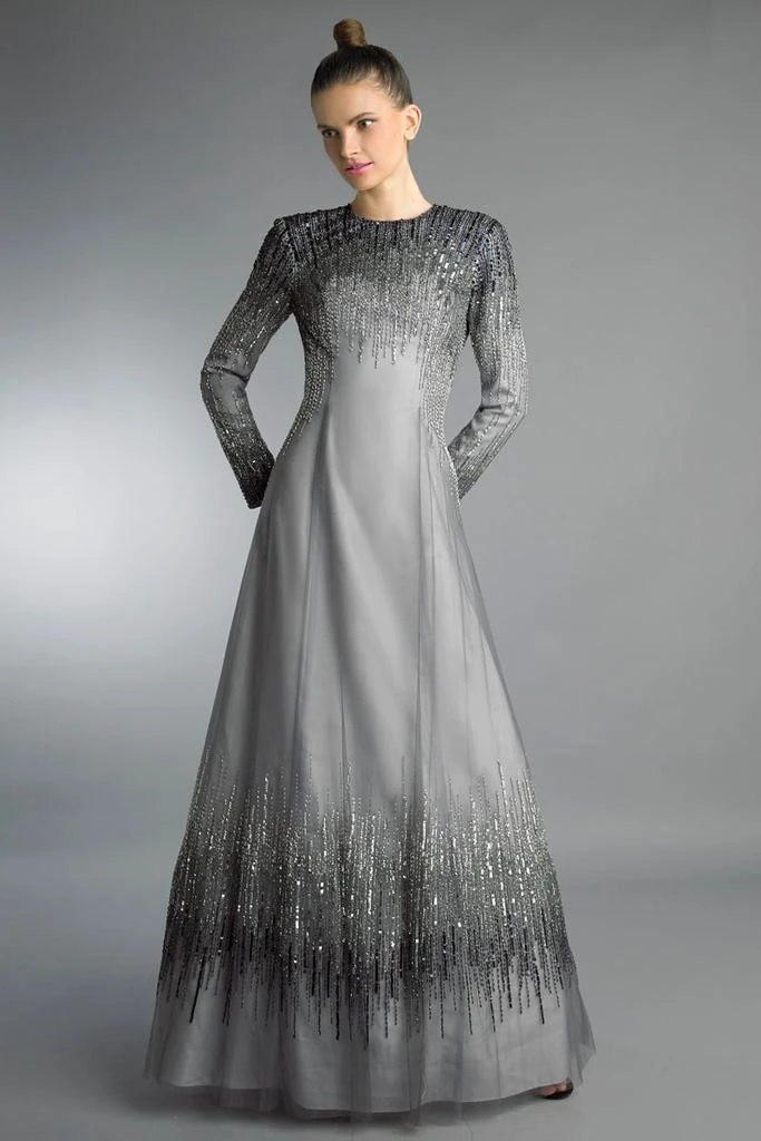 Basix Black Label Long Sleeve Sequin Gown 1