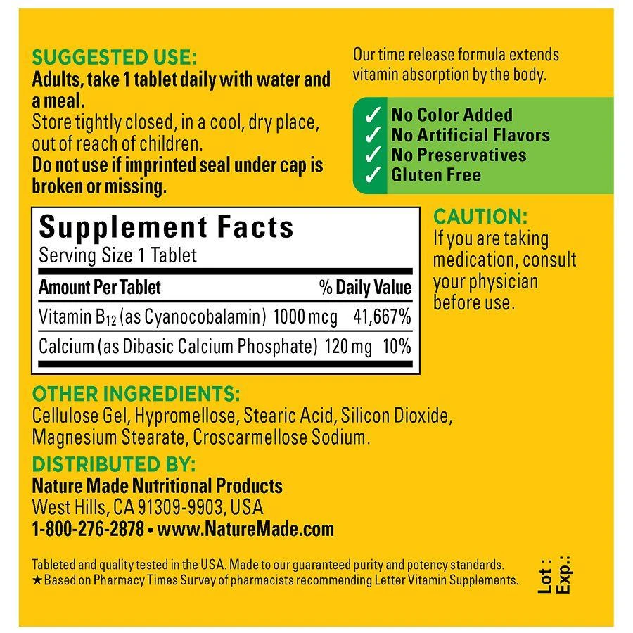 Nature Made Vitamin B12 1000 mcg Time Release Tablets 4