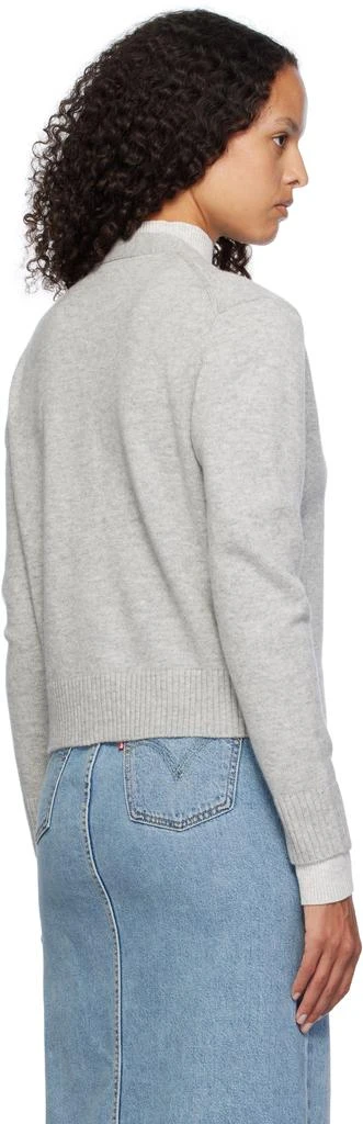 Maison Kitsune Gray Bold Fox Head Embroidered Cropped Cardigan 3