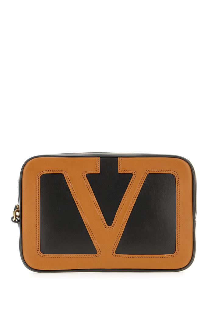 【VALENTINO】V LOGO CLUTCH Valentino Valentino All-Over Logo Patterned Zip-Up Clutch