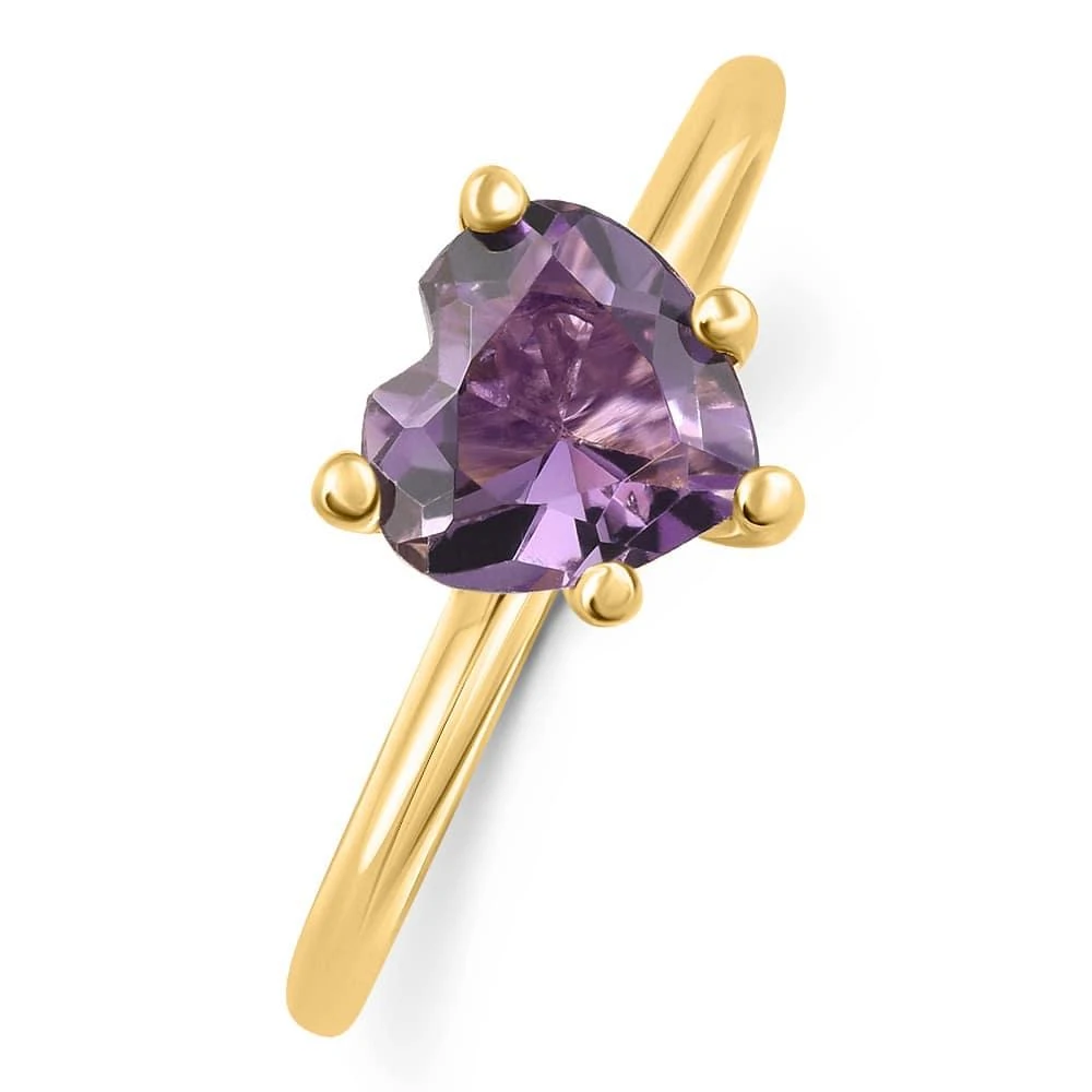 Pompeii3 Amethyst Solitaire Ring 14k White or Yellow Gold 6MM 2