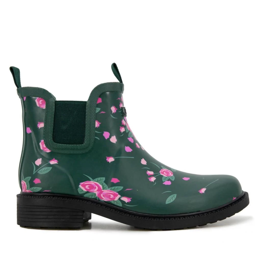 Jambu Women's Chelsea Floral Rain Boots In Green Floral Print 2