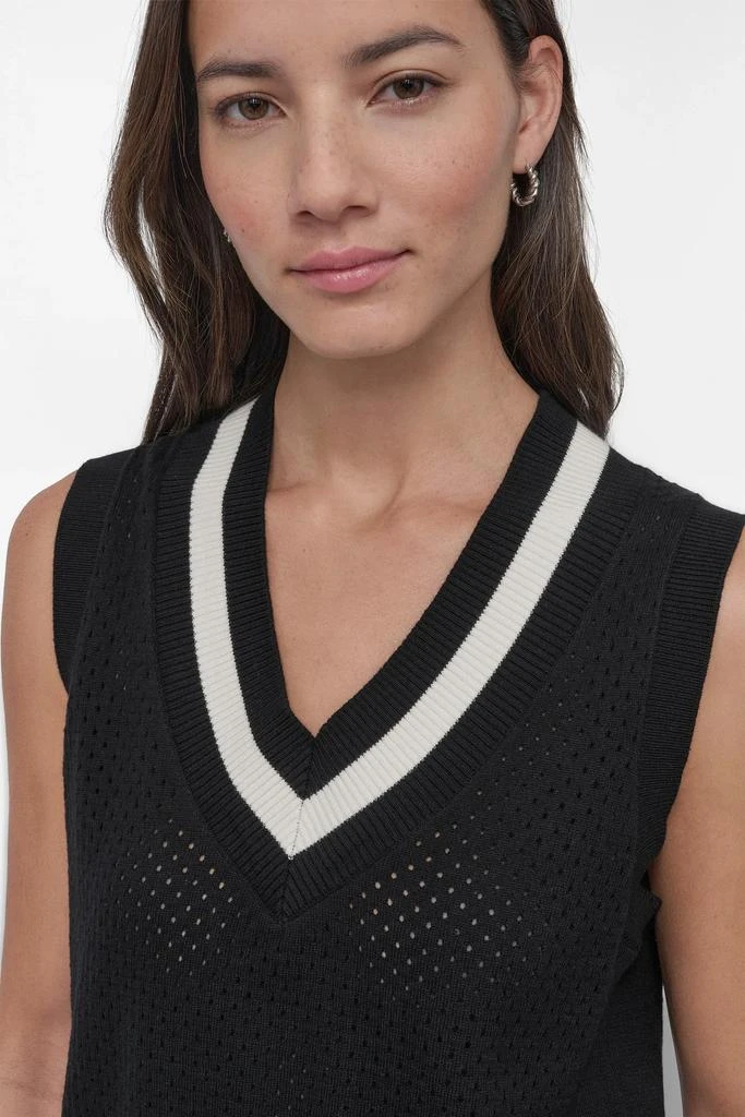 DKNY STRIPED MESH POINTELLE SWEATER VEST 4