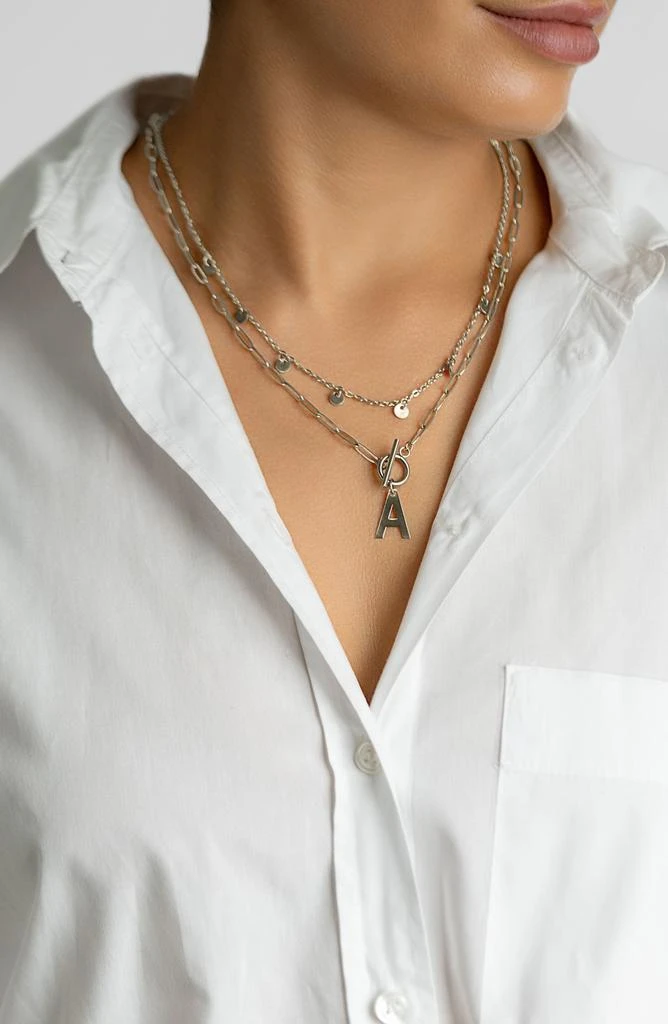 ADORNIA Toggle Initial Pendant Layered Necklace 2