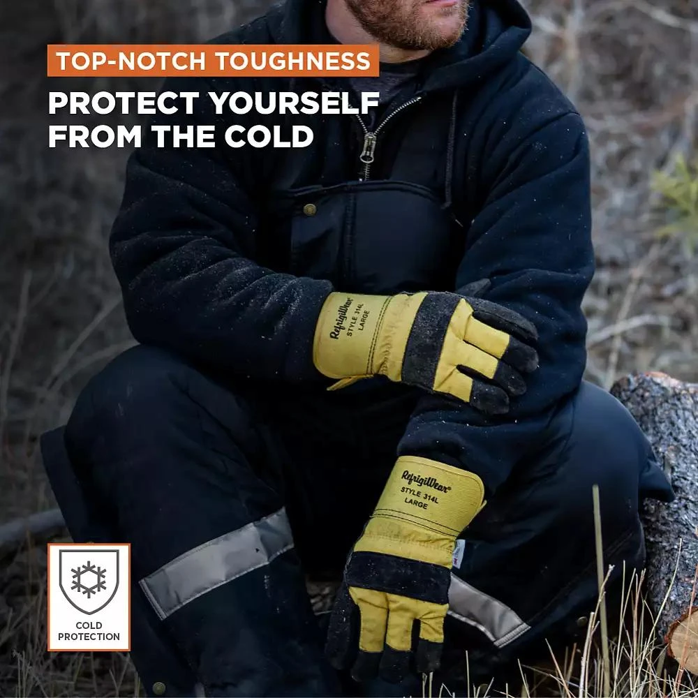 RefrigiWear Men's Men s Canvas Insulated Leather Work Gloves 2