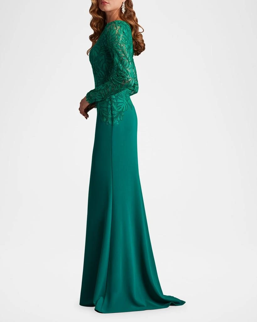 Tadashi Shoji A-Line Corded Lace & Crepe Gown 6