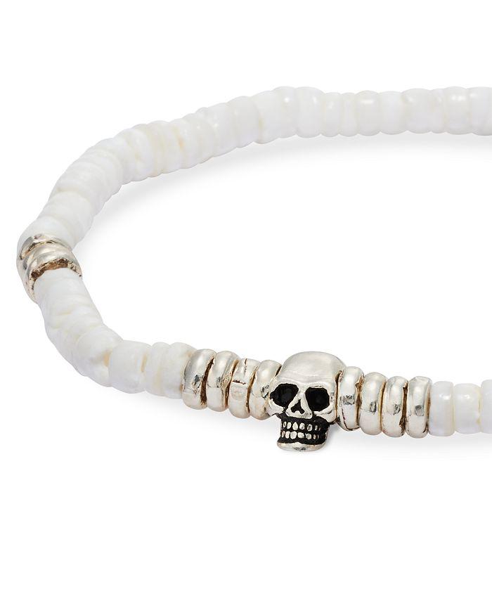 Jan Leslie Shell & Sterling Silver Beaded Skull Bracelet