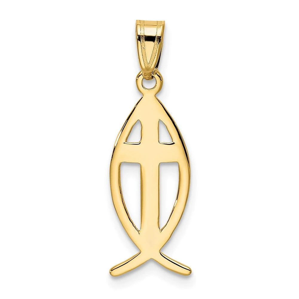 Diamond2Deal 10k Yellow Gold Ichthus Fish Pendant 4