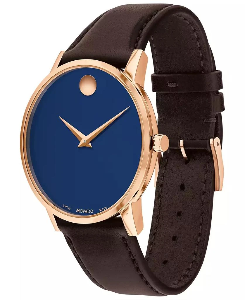 Movado Men's Museum Classic Swiss Quartz Brown Genuine Leather Strap Watch 40mm 2