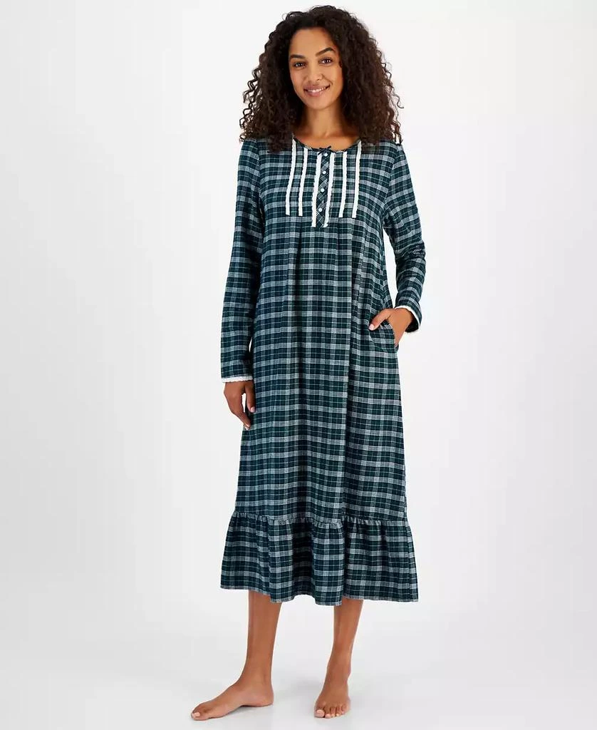 Women's Long-Sleeve Plaid Flannel Gown, Created for Macy's  On Sale Now  with Up to 61% Off | Discover Exclusive Deals & Savings at BeyondStyle   Authentic Charter Club sleepwear|women's fashion, shoes