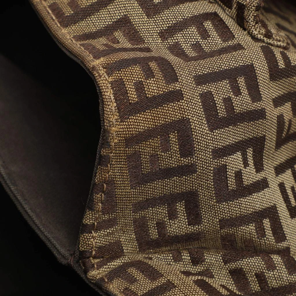 Fendi Fendi Beige/Brown Zucchino Canvas and Leather Accordion Tote 9