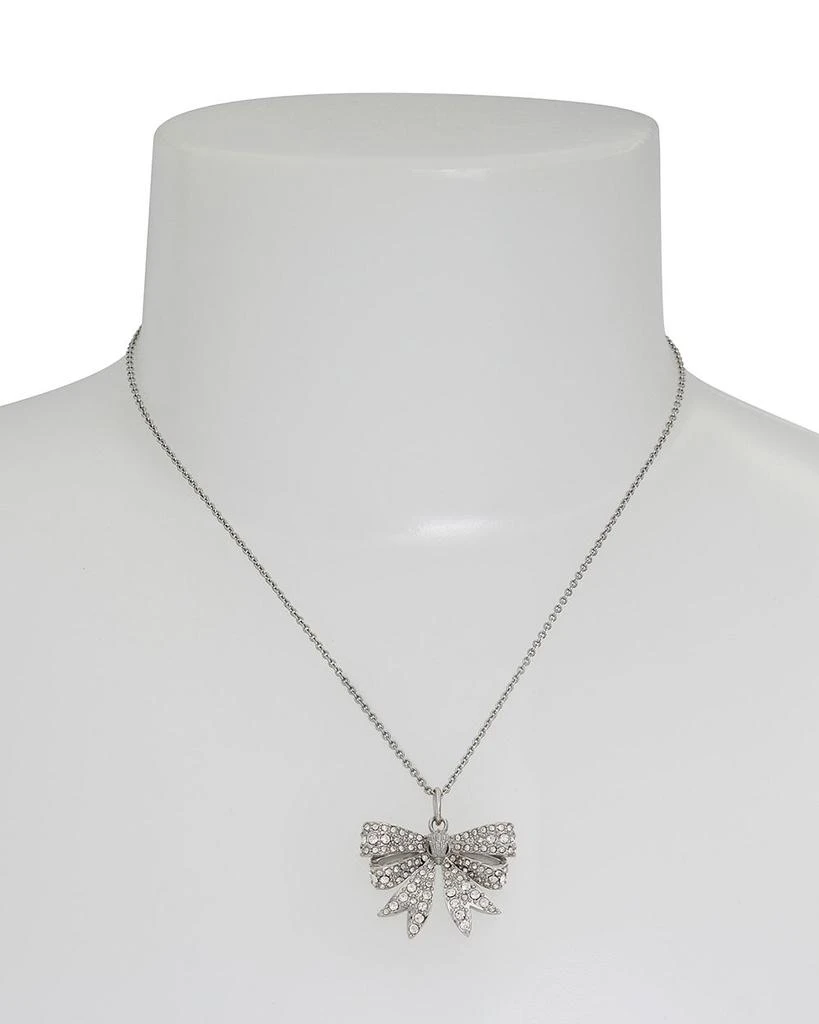 Kurt Geiger Pavé Eagle Head Bow Mini Pendant Necklace in Rhodium Plated, 16"-18" 2