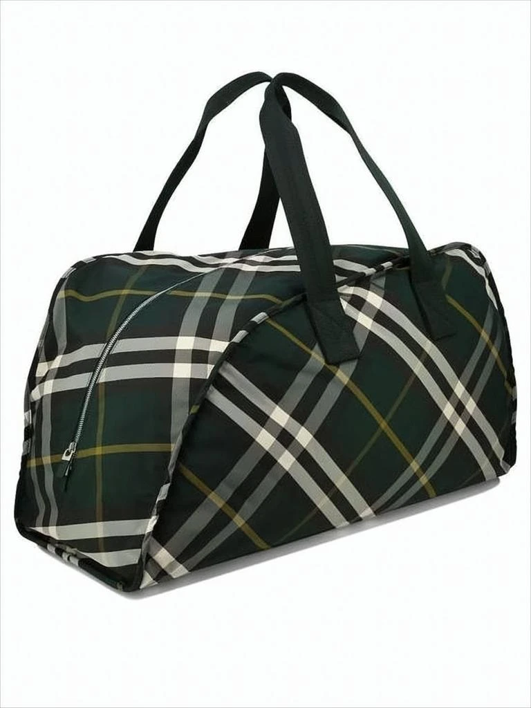 Burberry Check Pattern Nylon Duffle Bag 2