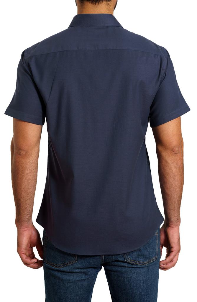 Jared Lang Trim Fit Solid Short Sleeve Button-Up Shirt