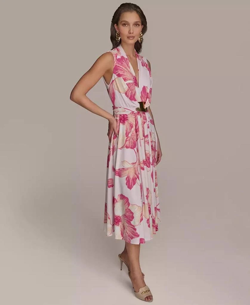 Donna Karan Petite Floral-Print Belted Midi Dress 2
