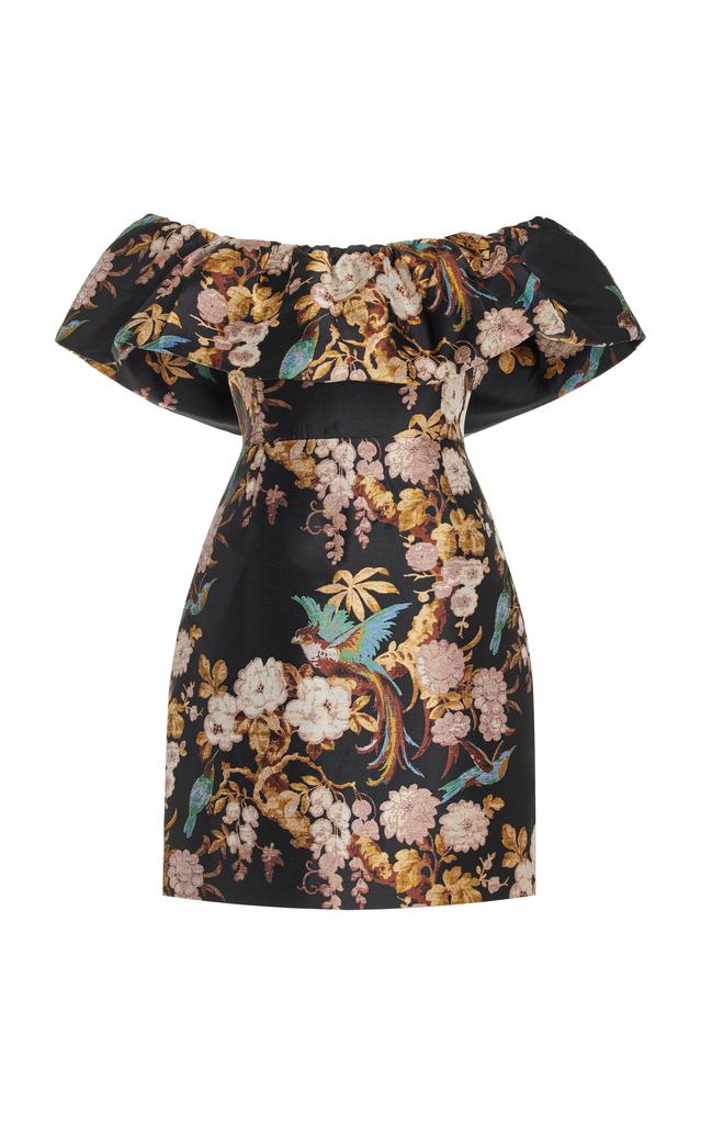 Cara Cara Cara Cara - Vera Off-The-Shoulder Floral-Jacquard Mini Dress - Black - US 4 - Moda Operandi