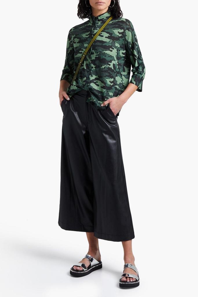 MAJESTIC FILATURES Camouflage slub linen-blend jersey shirt