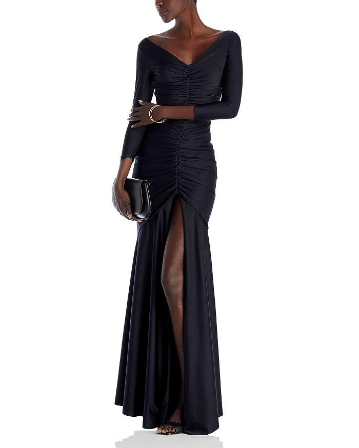 Chiara Boni Ruched Front Three Quarter Sleeve Gown 3