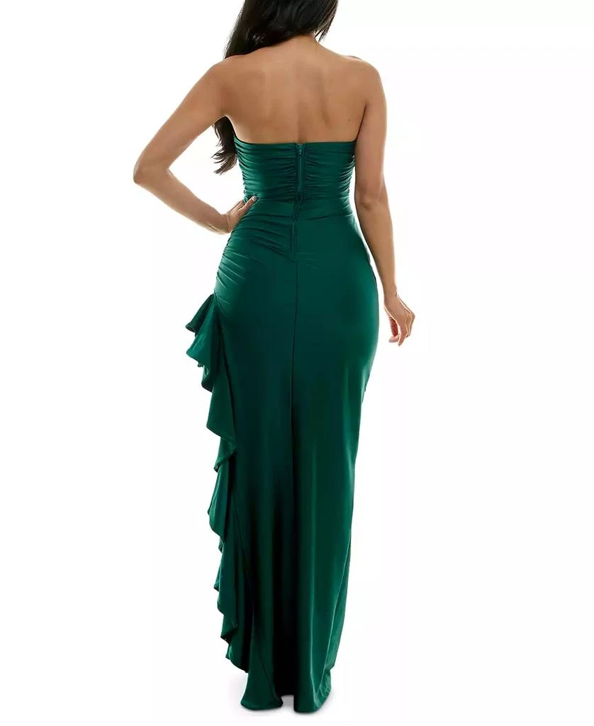Emerald Sundae Juniors' Ruffled Strapless Evening Gown 5