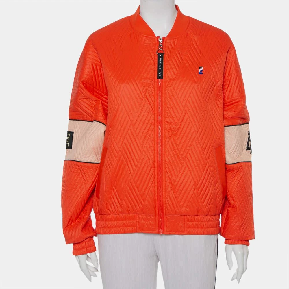 P.E Nation P.E Nation Orange Perforated Synthetic Bomber Jacket M 1