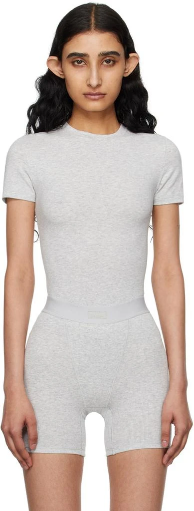 SKIMS Gray Cotton Jersey T-Shirt 1