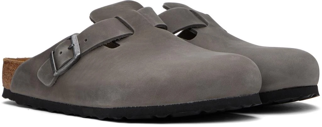 Birkenstock Gray Regular Boston Soft Footbed Slip-on Loafers 