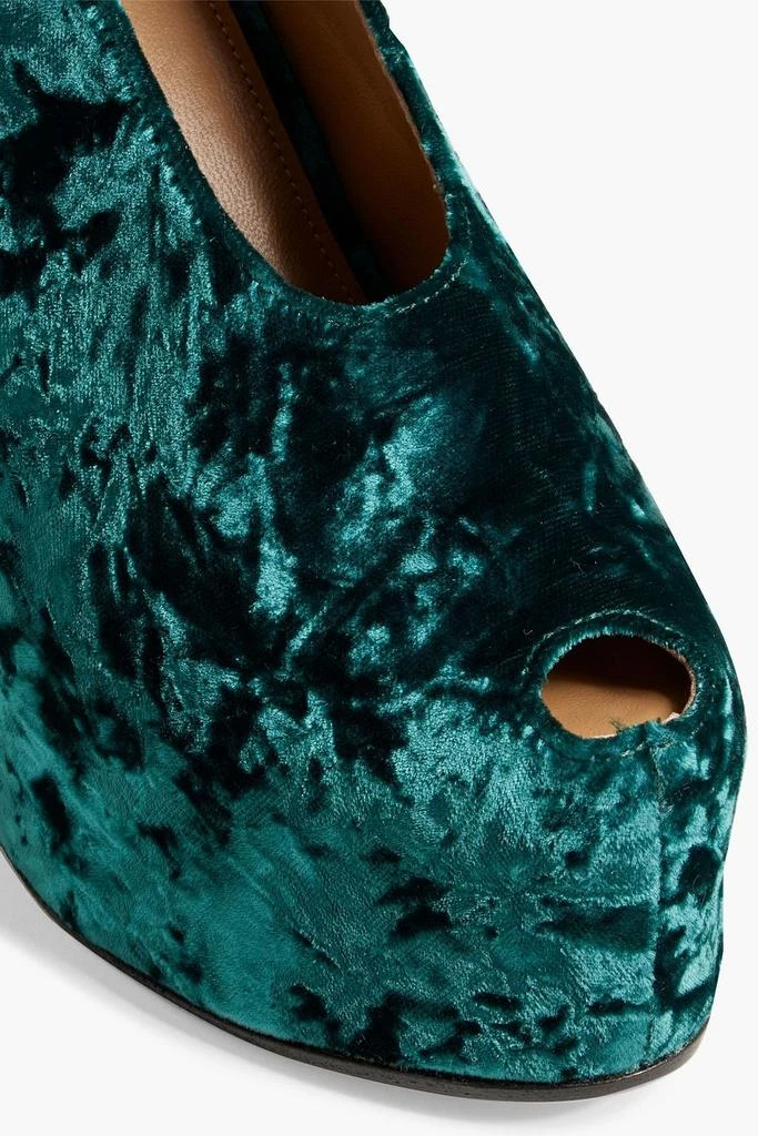 Dries Van Noten Crushed-velvet wedge slingback sandals 4