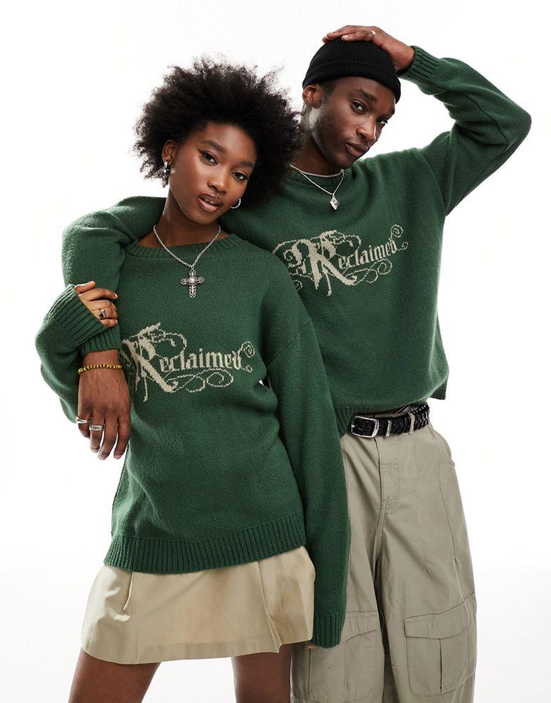 Reclaimed Vintage Reclaimed Vintage unisex oversized jumper with logo in green