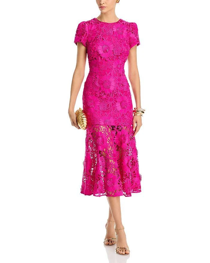 Milly Tahlia Cady Lace Short Sleeve Midi Dress 3