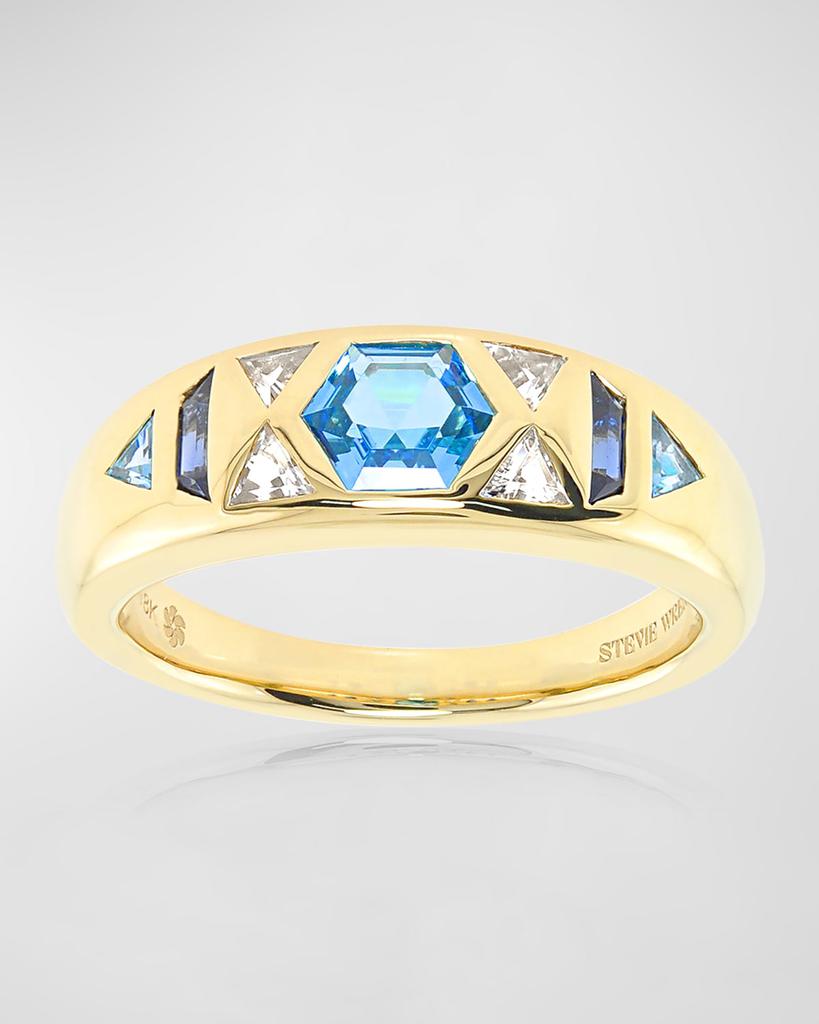 Stevie Wren 18K Yellow Gold Honeycomb Gemstone Band Ring