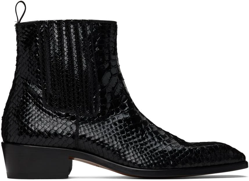 Tom Ford Black Stamped Python Kenneth Chelsea Boots 1