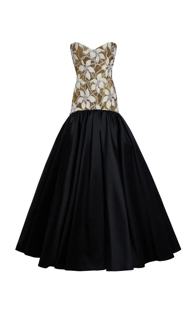 Markarian Markarian - Gwendolyn Floral Brocade Drop-Waist Gown - Black - US 2 - Moda Operandi 1