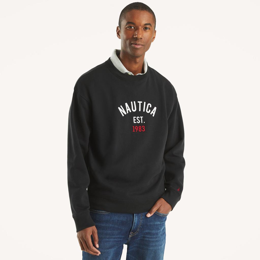 Nautica Mens Fleece Logo Crewneck Sweatshirt