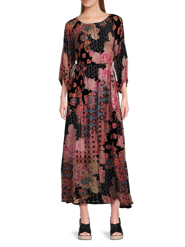 Johnny Was Verronah Abstract Burnout Drawstring Maxi-Dress 2