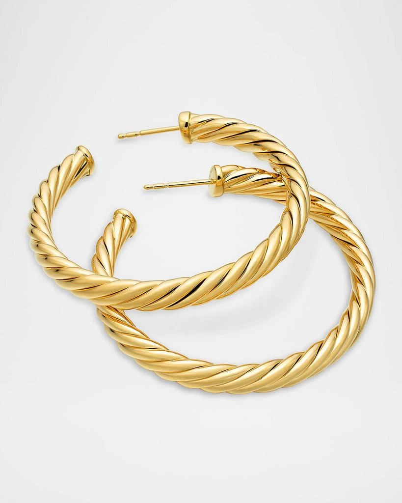 David Yurman Sculpted Cable Hoop Earrings in 18K Yellow Gold 5