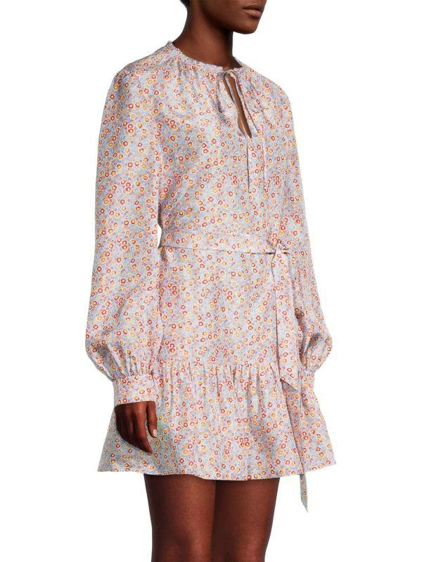 Rebecca Taylor Floral Belted Mini Silk Dress 3