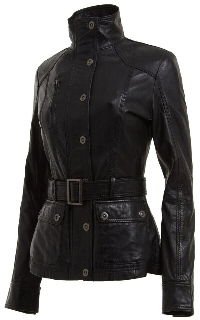 Infinity Leather Womens Military Style Leather Biker Jacket-Phoenix 2