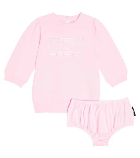 Balmain Baby logo cotton dress and bloomers set 1